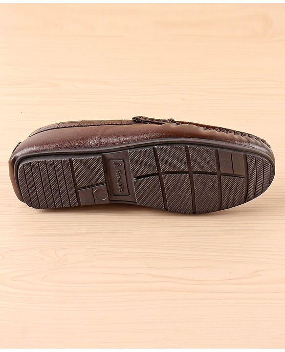 Pine Kids Slip On Party Wear Loafers with Crocodile Texture Design - Brown