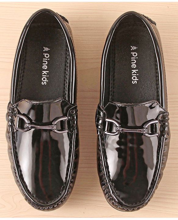 Pine Kids Slip On Party Wear Shoes with Applique - Black