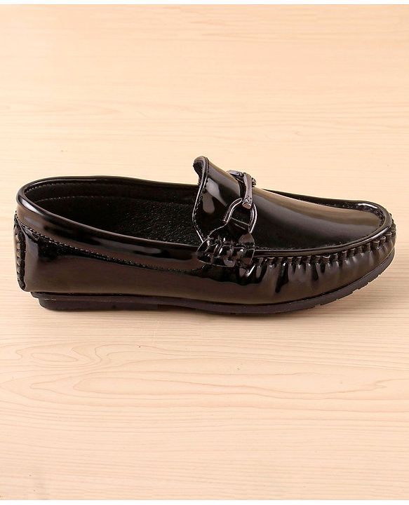 Pine Kids Slip On Party Wear Shoes with Applique - Black