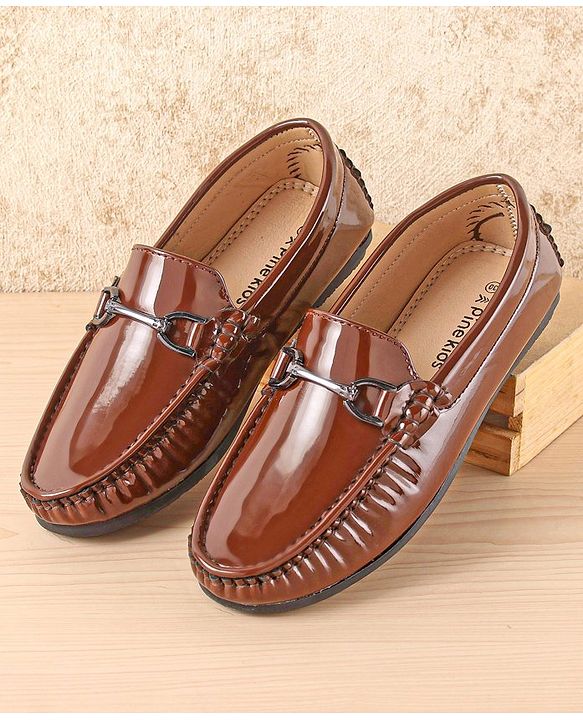 Pine Kids Slip On Party Wear Shoes with Applique - Brown