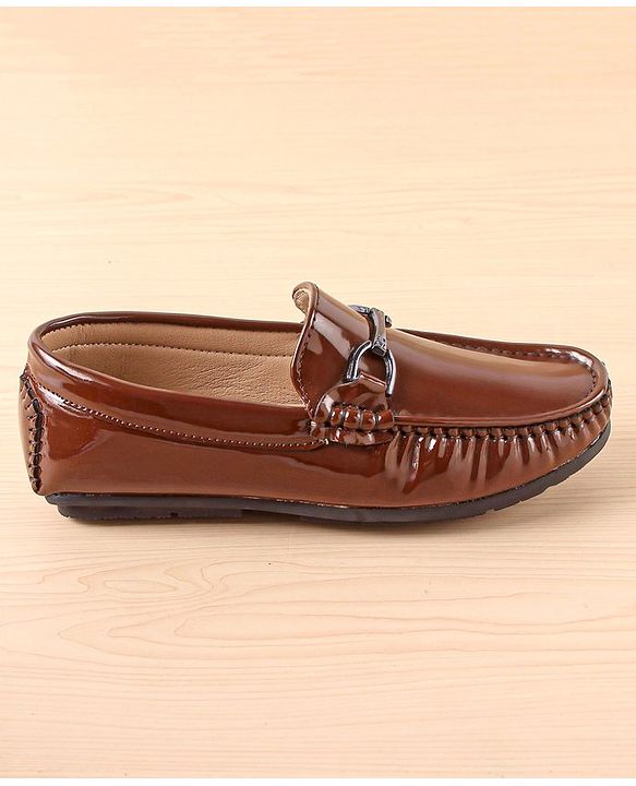 Pine Kids Slip On Party Wear Shoes with Applique - Brown