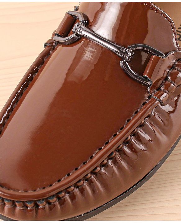 Pine Kids Slip On Party Wear Shoes with Applique - Brown
