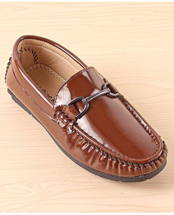 Pine Kids Slip On Party Wear Shoes with Applique - Brown