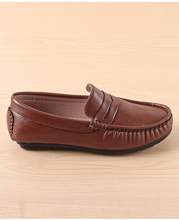 Pine Kids Slip On Solid Colour Loafers  - Light Brown