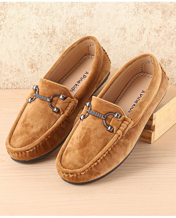 Pine Kids Slip On Party Wear Shoes with Applique - Tan