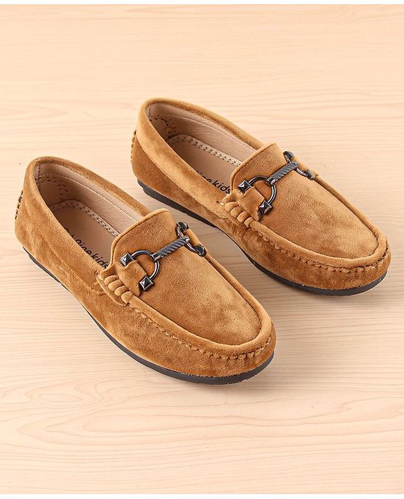 Pine Kids Slip On Party Wear Shoes with Applique - Tan