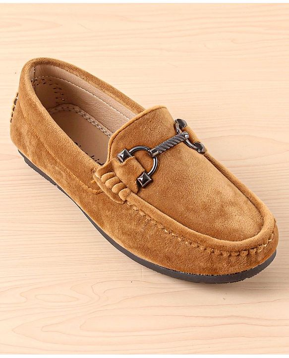 Pine Kids Slip On Party Wear Shoes with Applique - Tan