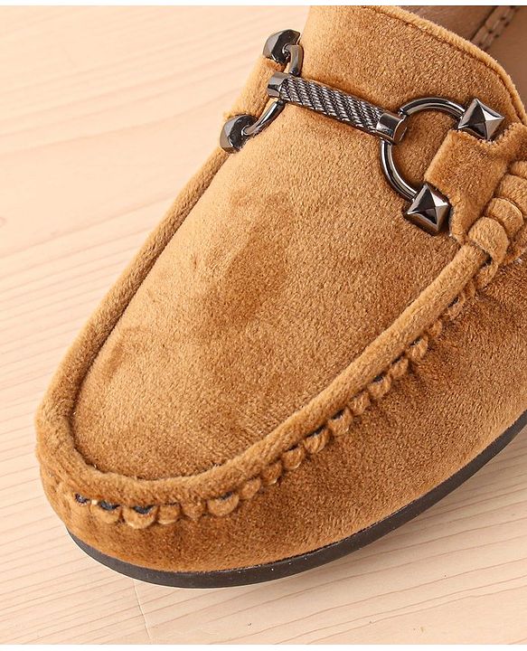 Pine Kids Slip On Party Wear Shoes with Applique - Tan