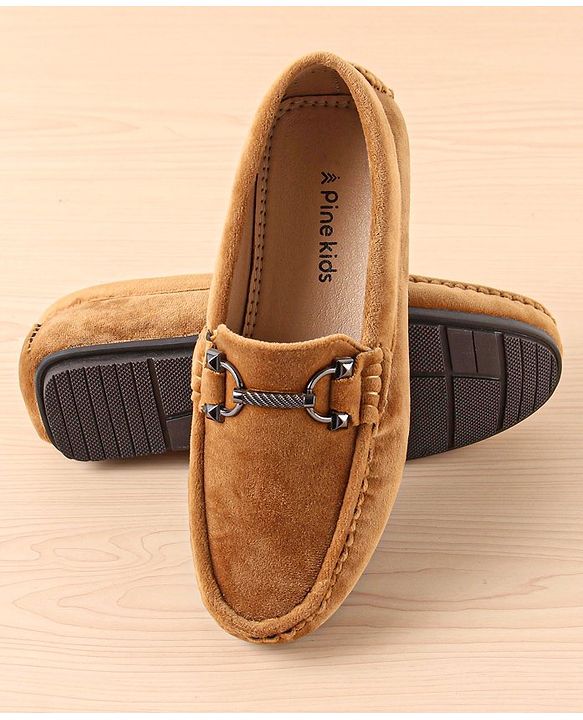 Pine Kids Slip On Party Wear Shoes with Applique - Tan