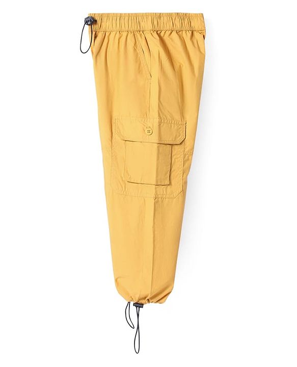 Pine Kids Cotton Woven Full Length Solid Color Track Pants with Cargo Pockets -  Mustard