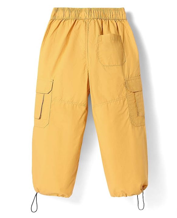 Pine Kids Cotton Woven Full Length Solid Color Track Pant With Cargo Pockets  -  Mustard