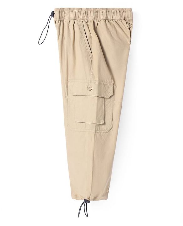 Pine Kids Cotton Woven Full Length Solid Color Track Pant With Cargo Pockets -  Beige