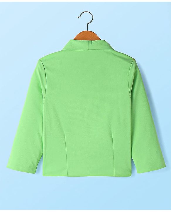 Babyhug Knit Full Sleeves Solid Colour Blazer with Top & Trouser Set - Light Green