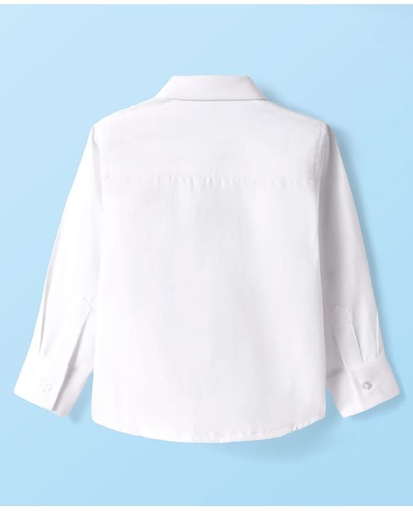 Babyhug Cotton Woven Full Sleeves Party Oxford Shirt Solid Colour With Bow - White