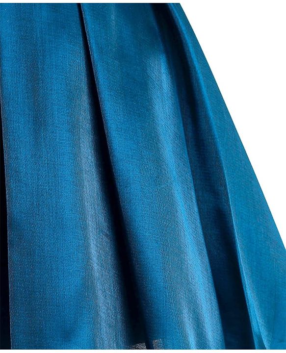 Babyhug Woven Sleeveless Party Dress With Bow Applique & Sequin Detailing - Teal blue
