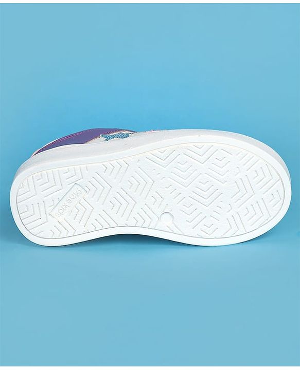 Pine Kids Laced Up  Closure Casual Shoes with Star & Heart Patch - White & Purple