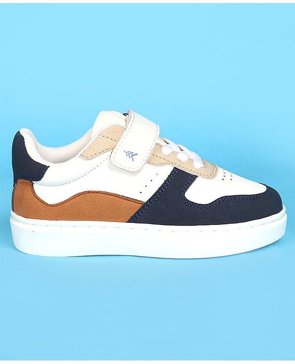 Pine Kids Velcro Closer Casual Shoes - White & Navy Blue