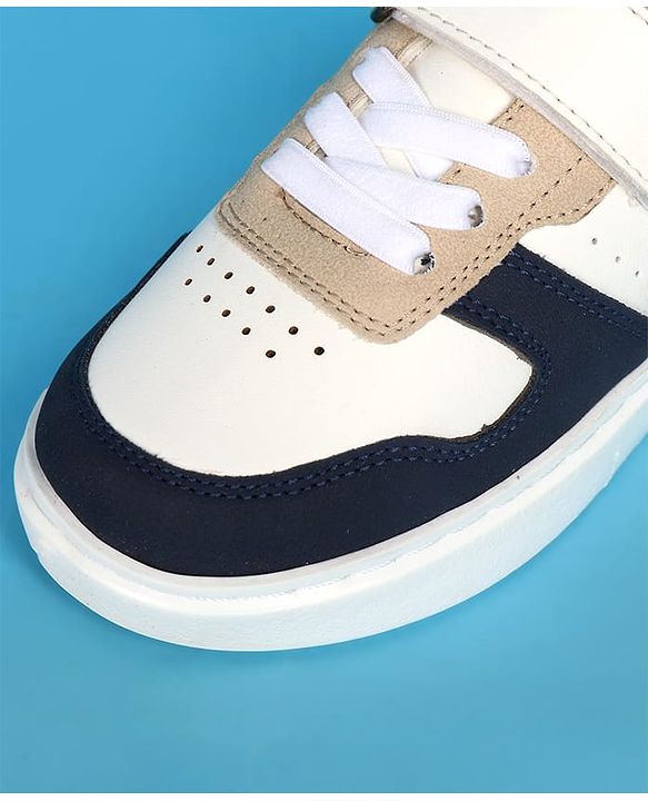 Pine Kids Velcro Closer Casual Shoes - White & Navy Blue
