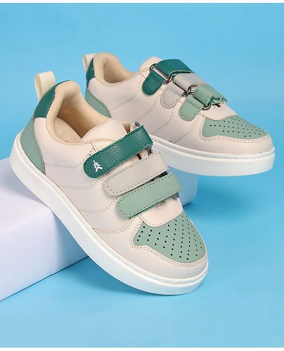 Pine Kids Velcro Closure Casual Shoes - Green & Beige