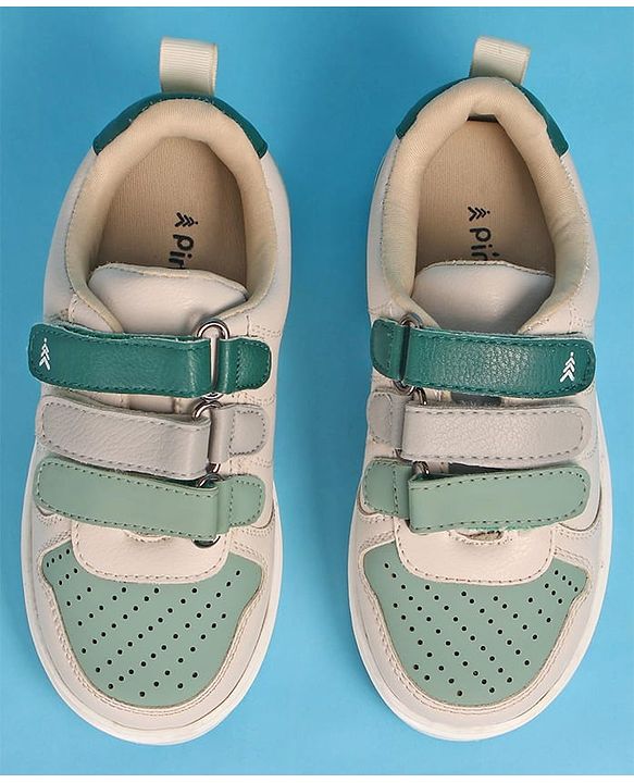 Pine Kids Velcro Closure Casual Shoes - Green & Beige