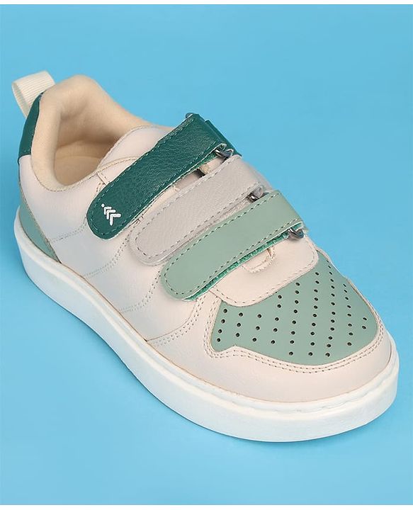 Pine Kids Velcro Closure Casual Shoes - Green & Beige
