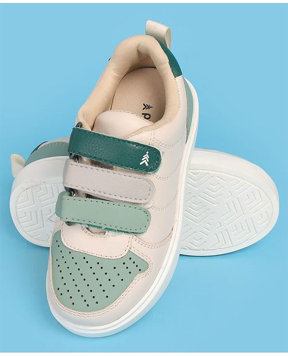 Pine Kids Velcro Closure Casual Shoes - Green & Beige