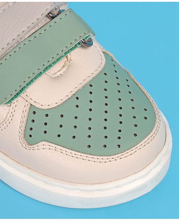 Pine Kids Velcro Closure Casual Shoes - Green & Beige
