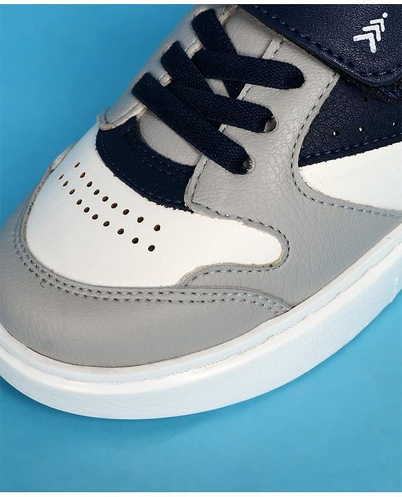 Pine Kids Velcro Closer Casual Shoes - Grey & Navy Blue