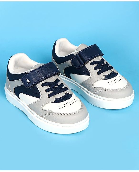 Pine Kids Velcro Closer Casual Shoes - Grey & Navy Blue