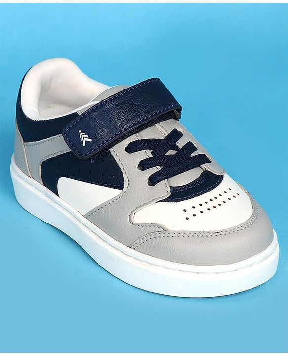 Pine Kids Velcro Closer Casual Shoes - Grey & Navy Blue