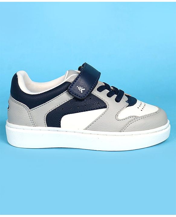 Pine Kids Velcro Closer Casual Shoes - Grey & Navy Blue