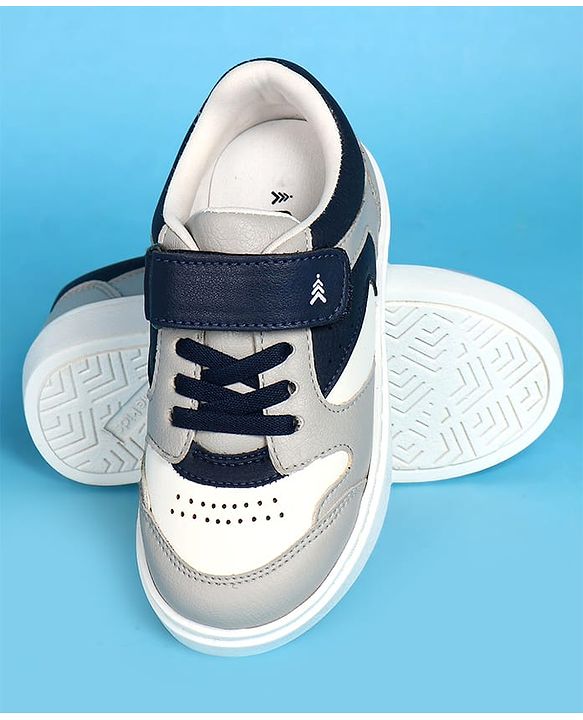 Pine Kids Velcro Closer Casual Shoes - Grey & Navy Blue
