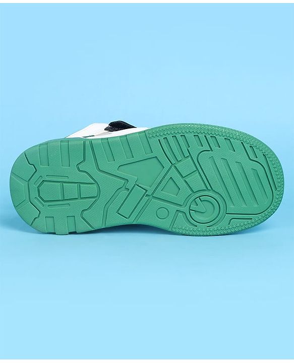 Pine Kids Casual Shoes with Velcro Closure & Tape Design - White & Green