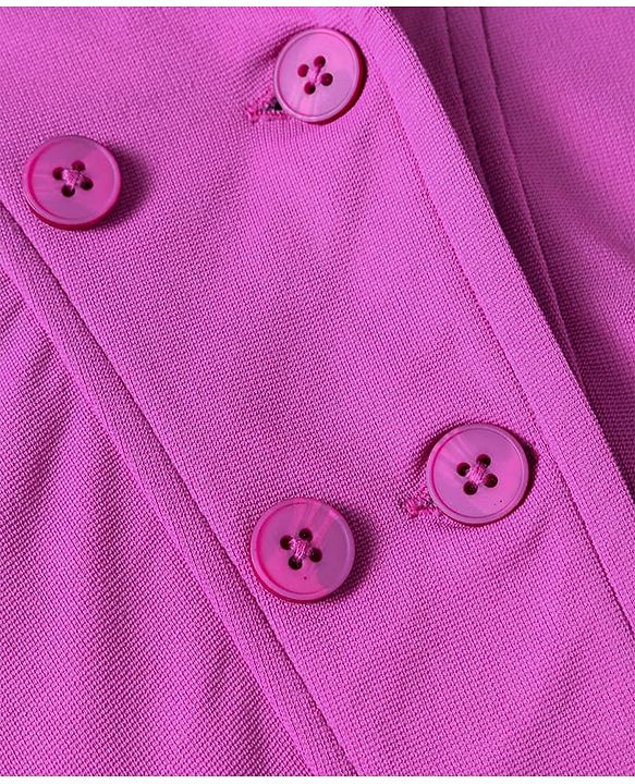 Babyhug Knit Full Sleeves Solid Colour Frill Detailed Blazer with Top & Trouser Set - Purple