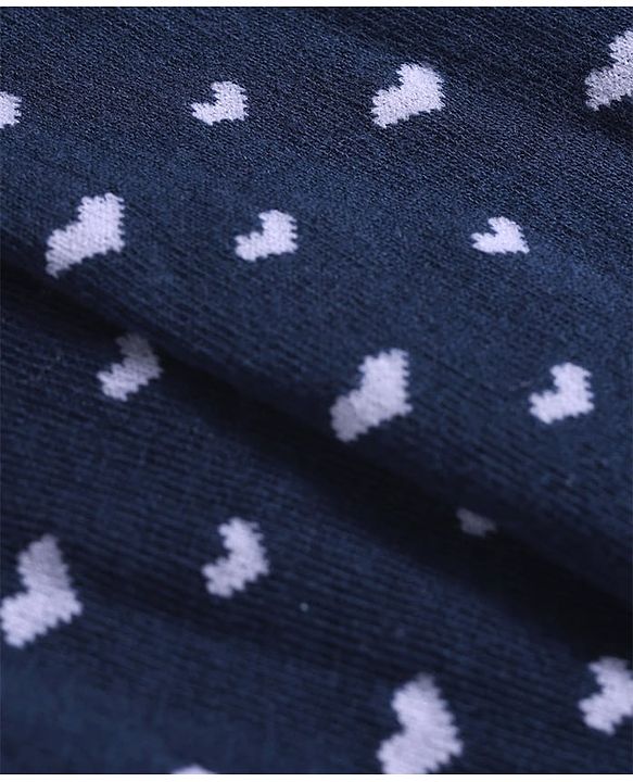 Pine Kids Knit Footed Tights with Hearts Design - Navy Blue