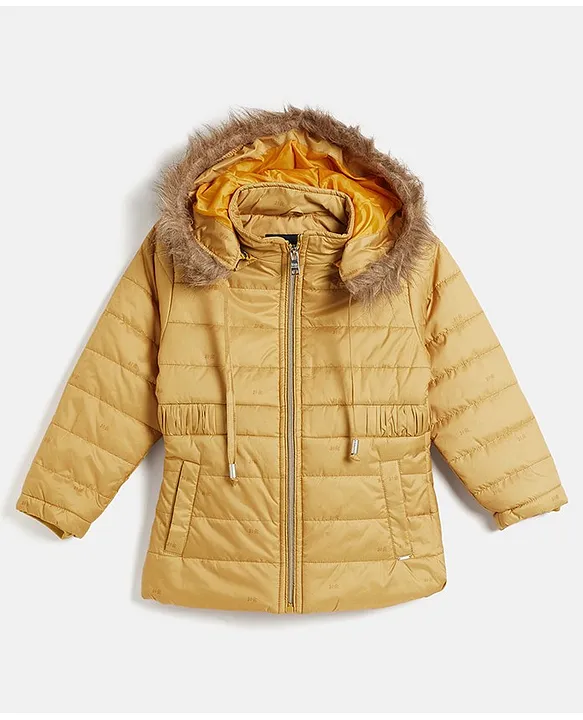 Buy Okane Knit Full Sleeves Solid Colour Padded Jacket With Detachable Hood Mustard for Girls 4 5Years Online in India Shop at FirstCry 18680310