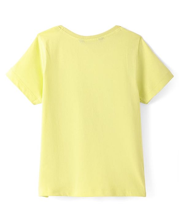 Pine Kids Cotton Knit Solid Colour Dungaree & Half Sleeves T-Shirt - Purple & Yellow
