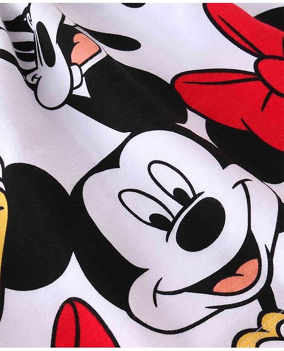 Babyhug Disney Cotton Knit Full Sleeves Frock With Minnie Mouse & Friends All over Print - Multicolor
