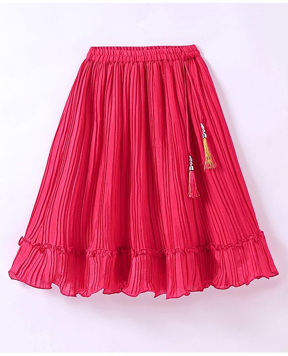 Babyhug Woven Sleeveless Embroidered Choli & Flared Lehenga with Dupatta - Dark Pink & Orange