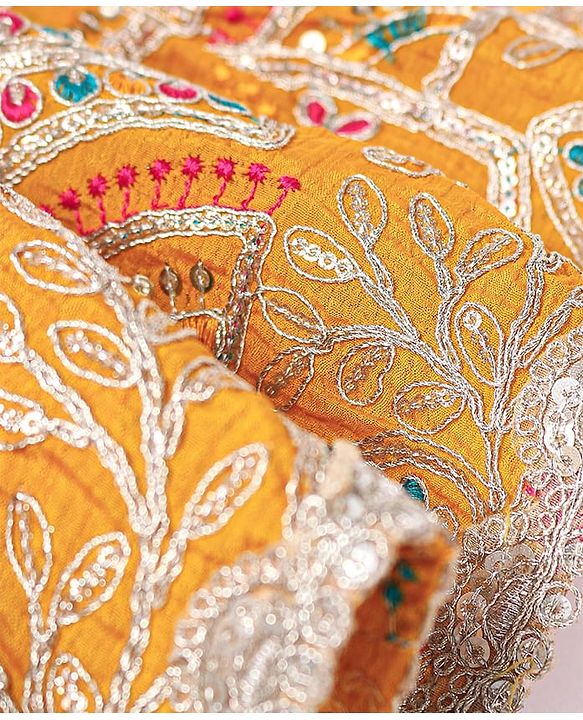 Babyhug Woven Sleeveless Embroidered Choli & Flared Lehenga with Dupatta - Dark Pink & Orange