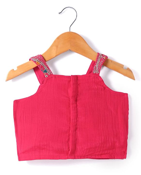 Babyhug Chiffon Woven Sleeveless  Lehenga Choli with Dupatta Set Floral Embroidery - Dark Pink