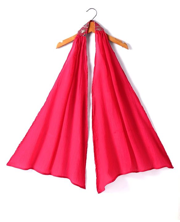 Babyhug Chiffon Woven Sleeveless  Lehenga Choli with Dupatta Set Floral Embroidery - Dark Pink