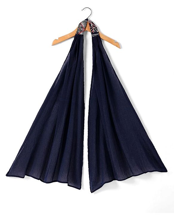 Babyhug Georgette Woven Sleeveless Floral Embroidered & Sequinned Top With Palazzo and Dupatta Set - Navy Blue