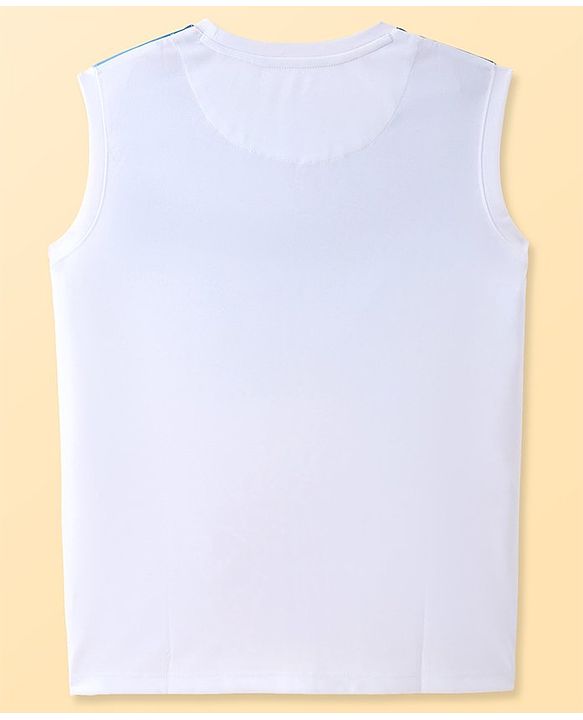 Pine Active Super Microfiber High Resistence Knit Sleeveless Color Block T-Shirt - White