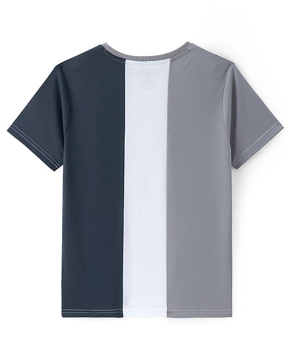 Pine Active Super Microfiber High Resistence Knit Half Sleeves Color Block T-Shirt - Grey