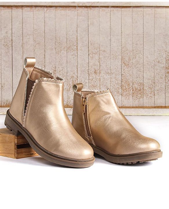 Pine Kids Slip On Winter Boots with Zipper Closure - Tan