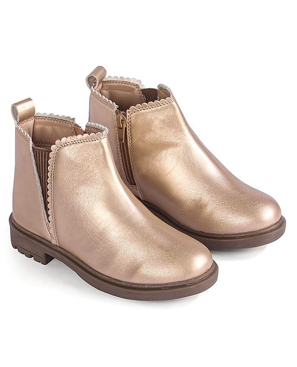 Pine Kids Slip On Winter Boots with Zipper Closure - Tan