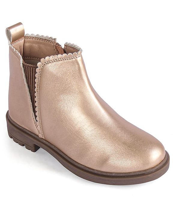 Pine Kids Slip On Winter Boots with Zipper Closure - Tan