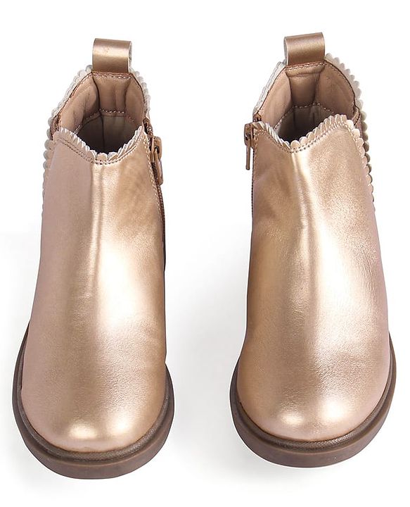 Pine Kids Slip On Winter Boots with Zipper Closure - Tan