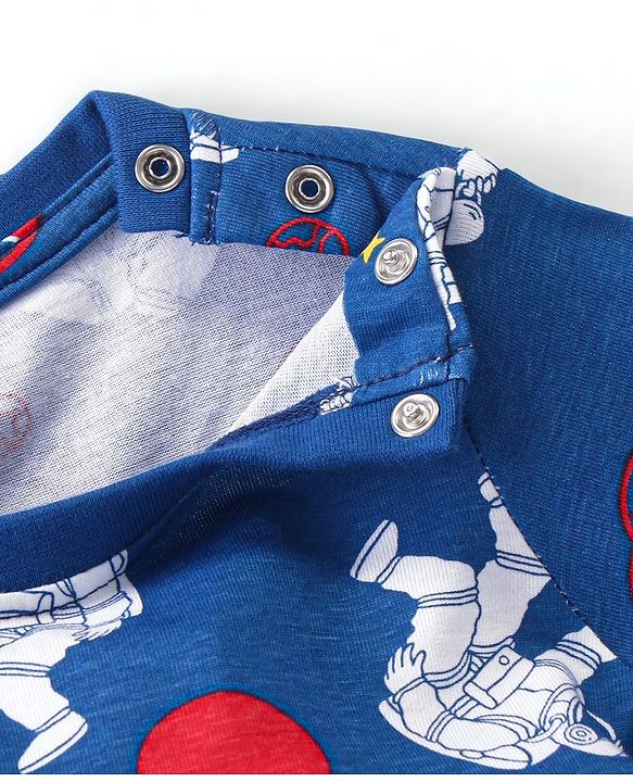 Babyhug Cotton Knit Full Sleeves Night Suit Astronut Print- Navy